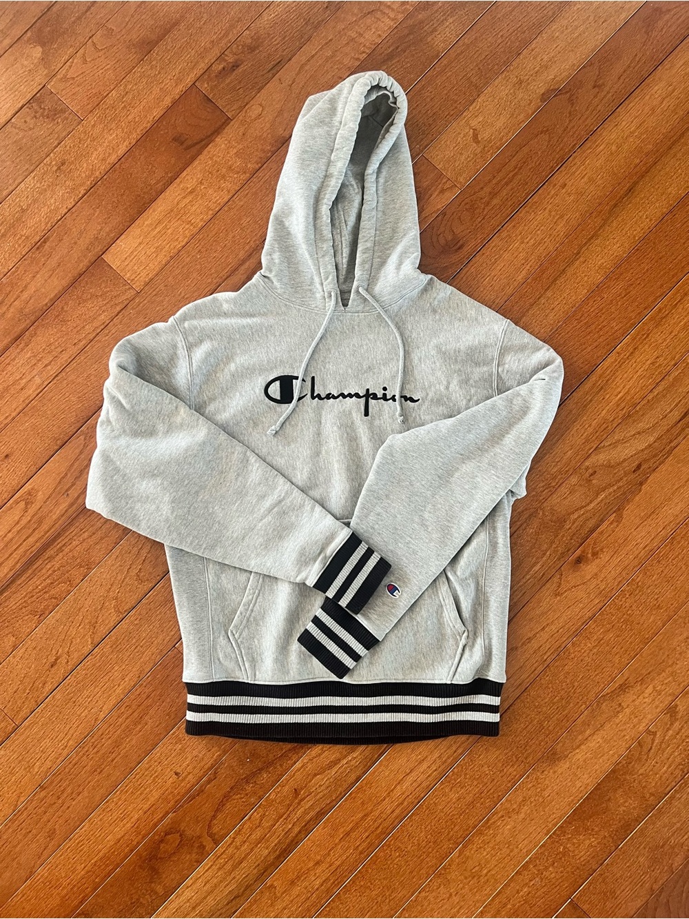 Champion Men's Grey Logo Fleece Hoodie